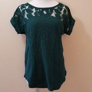 Green lace insert t-shirt